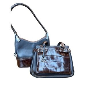 Two-Piece‎ VTG Brighton Y2K Purses Black Brown Silver Accents Spacious Pockets
